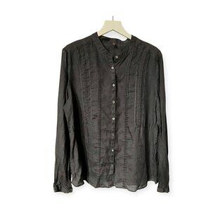 Vintage Wrap London Gray ramie shirt, size 12/14US, UK18